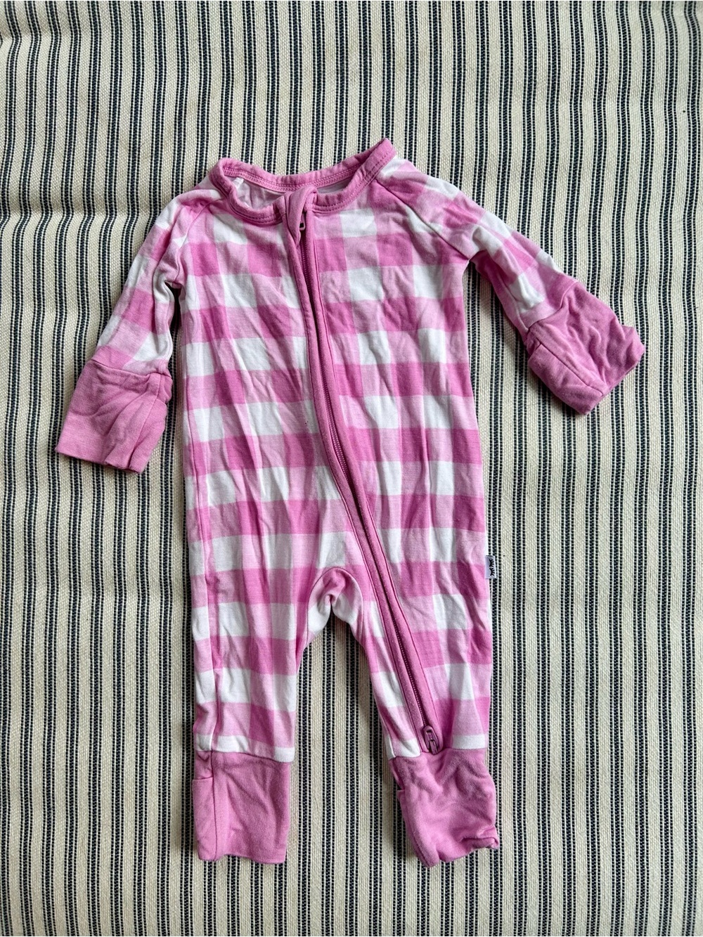Little Sleepies Pink and White Plaid One-Piece Footie